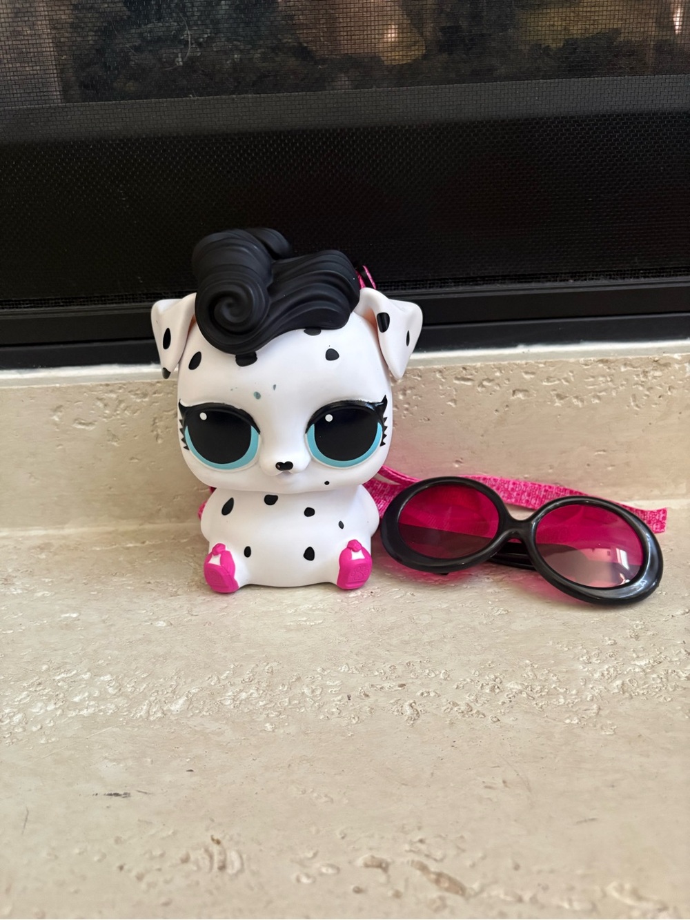L.O.L. Surprise! White Dalmatian Figure with Black Spots and Pink Accents